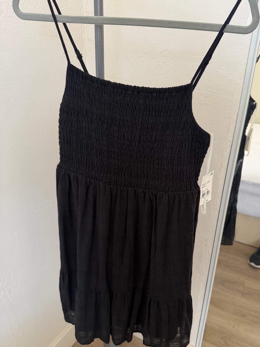 Crystal Doll Black Elastic Smocked Dress- NWT